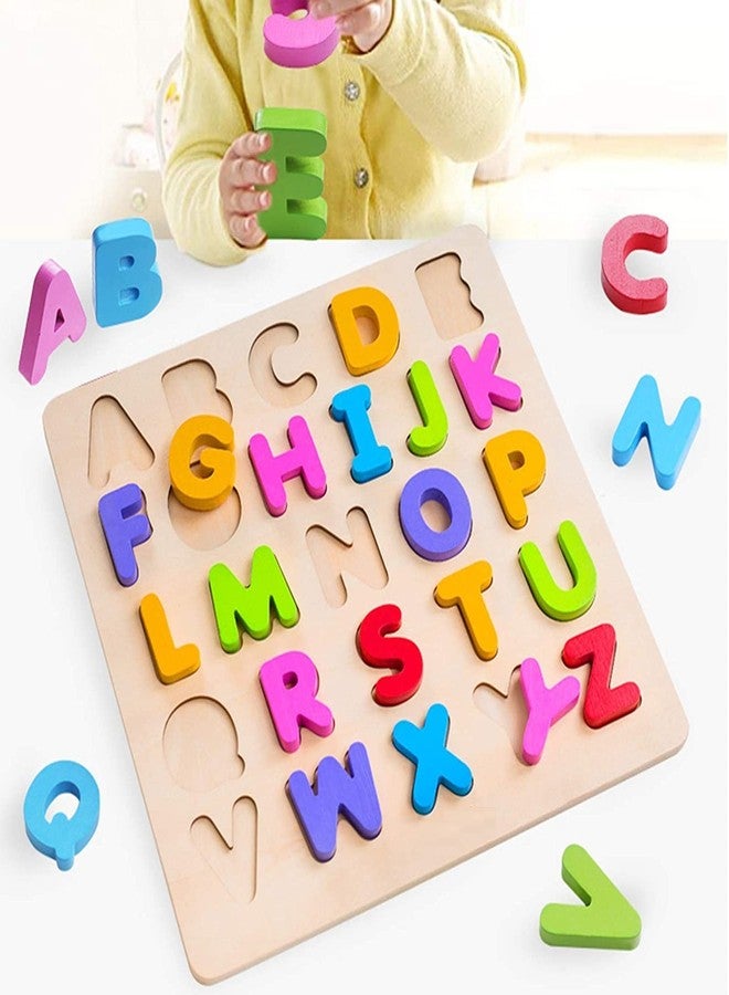 Authfort 1 2 3 Year Old Kids ABC Letters & Numbers Wooden Puzzle Kids Preschool Learning Toys Boys Girls Educational Name Puzzle (Alphabet Puzzle (Multicolor) - Image 3